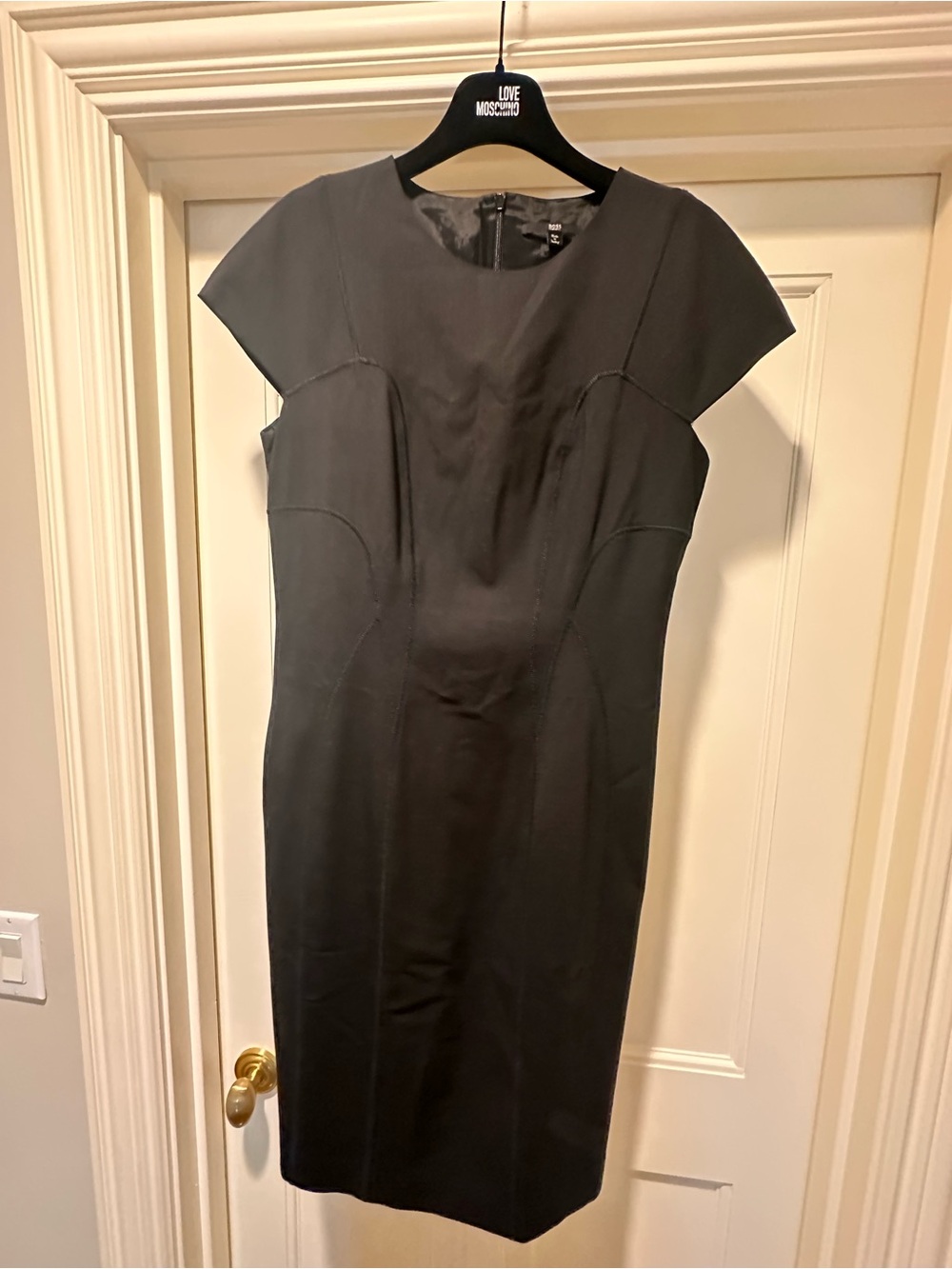 Boss Wool Cap-Sleeve Sheath Dress
